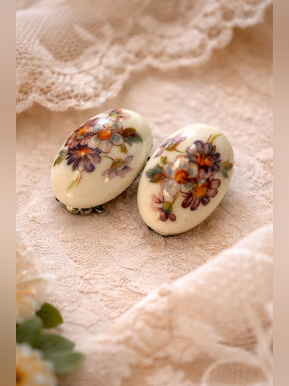 VINTAGE Country Style Floral Clip-On Earrings Women Fashion